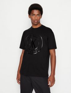 ARMANI EXCHANGE-T-shirt comfort fit in jersey di cotone mercerizzato NERA