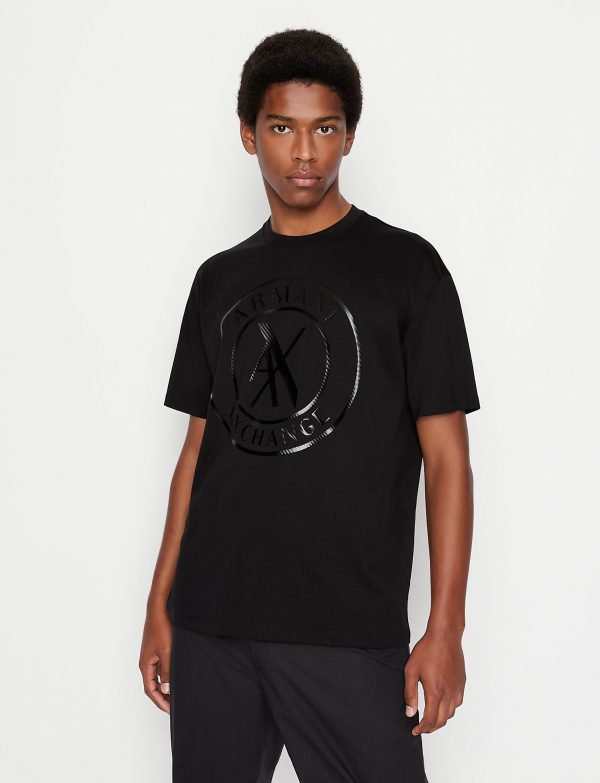 ARMANI EXCHANGE-T-shirt comfort fit in jersey di cotone mercerizzato NERA