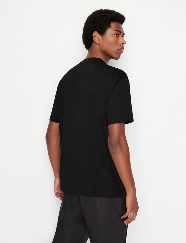 ARMANI EXCHANGE-T-shirt comfort fit in jersey di cotone mercerizzato NERA