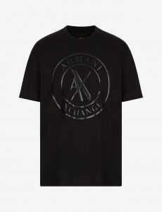 ARMANI EXCHANGE-T-shirt comfort fit in jersey di cotone mercerizzato NERA