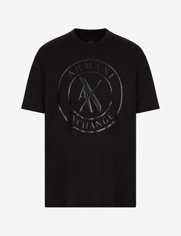 ARMANI EXCHANGE-T-shirt comfort fit in jersey di cotone mercerizzato NERA