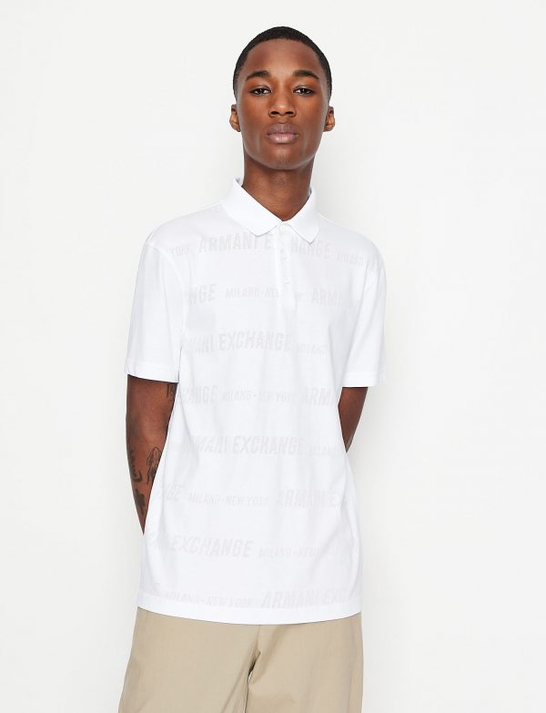 ARMANI EXCHANGE-Polo in jersey misto cotone Bianca