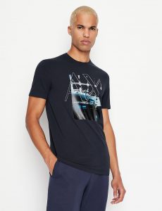 ARMANI EXCHANGE – T-Shirt con Stampa Blu Navy