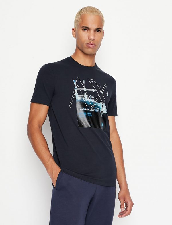 ARMANI EXCHANGE – T-Shirt con Stampa Blu Navy