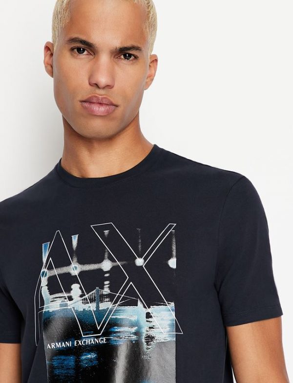 ARMANI EXCHANGE – T-Shirt con Stampa Blu Navy