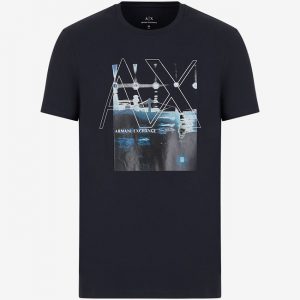 ARMANI EXCHANGE – T-Shirt con Stampa Blu Navy