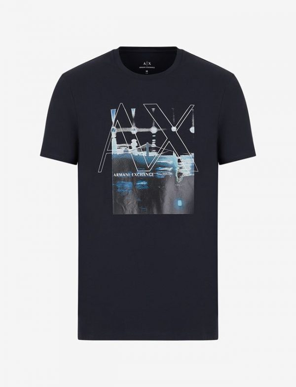 ARMANI EXCHANGE – T-Shirt con Stampa Blu Navy