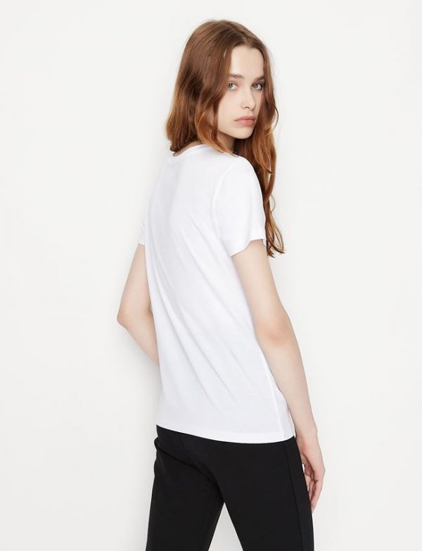 ARMANI EXCHANGE-T-shirt regular fit con logo Bianca