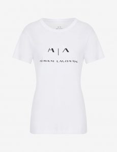 ARMANI EXCHANGE-T-shirt regular fit con logo Bianca