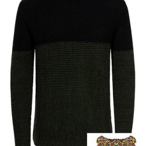 ONLY & SONS-MAGLIA GIROCOLLO OVER-SIZE NERO/VERDE