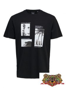 ONLY&SONS-T-SHIRT OVER-SIZE NERA CON STAMPA