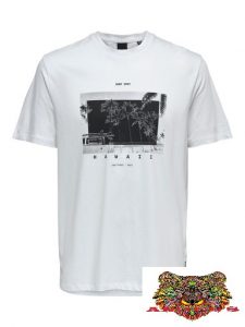 ONLY&SONS-T-SHIRT OVER-SIZE BIANCA CON STAMPA