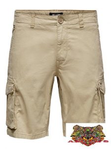 ONLY&SONS-PANTALONI CORTI BEIGE CON TASCHE LATERALI