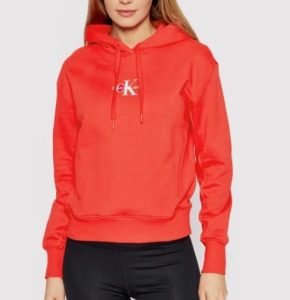 CALVIN KLEIN – Felpa Donna con Cappuccio Rosso