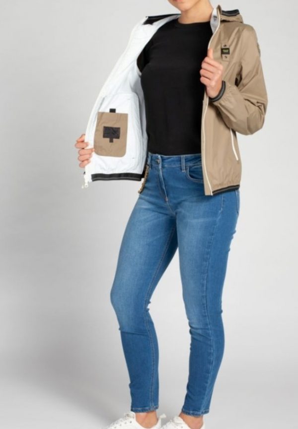 BLAUER-GIACCA A VENTO DONNA NASTRATA VERDE OLIVA