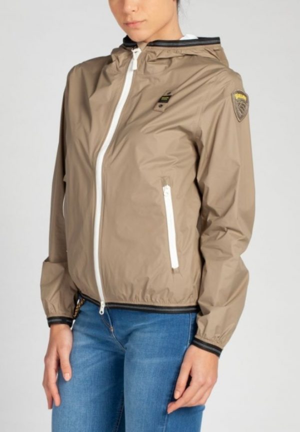 BLAUER-GIACCA A VENTO DONNA NASTRATA VERDE OLIVA