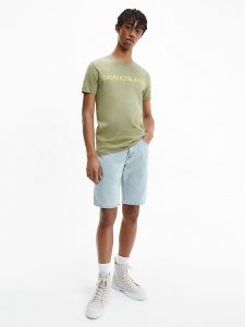 CALVIN KLEIN-T-shirt Uomo Slim In Cotone Biologico Con Logo Verde