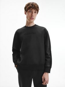 CALVIN KLEIN – Felpa in Cotone Biologico con Taglio Rilassato Nero