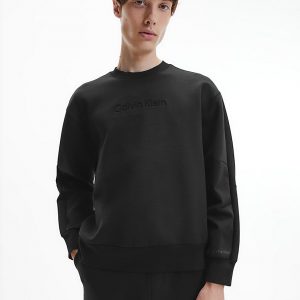 CALVIN KLEIN – Felpa in Cotone Biologico con Taglio Rilassato Nero
