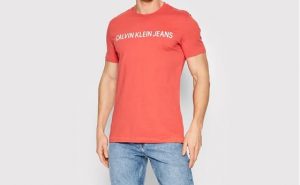 CALVIN KLEIN-T-shirt Uomo Slim In Cotone Biologico Con Logo Rossa