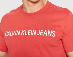 CALVIN KLEIN-T-shirt Uomo Slim In Cotone Biologico Con Logo Rossa