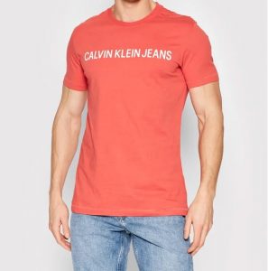 CALVIN KLEIN-T-shirt Uomo Slim In Cotone Biologico Con Logo Rossa