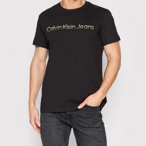 CALVIN KLEIN-T shirt Mixed Istitutional da uomo Nera