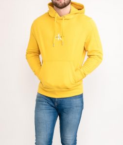 CALVIN KLEIN – Felpa con Cappuccio Monogram Giallo