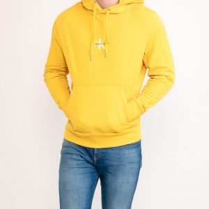 CALVIN KLEIN – Felpa con Cappuccio Monogram Giallo