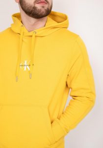 CALVIN KLEIN – Felpa con Cappuccio Monogram Giallo
