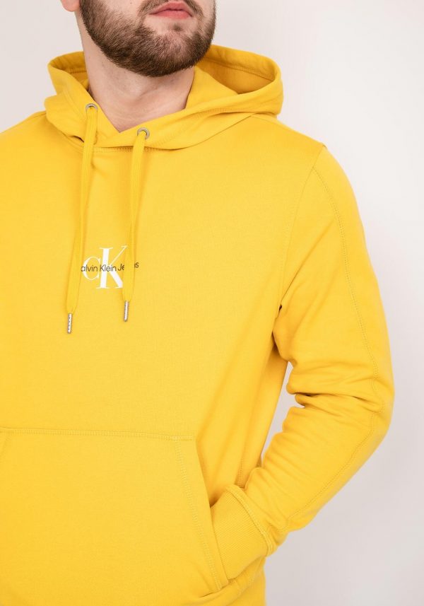 CALVIN KLEIN – Felpa con Cappuccio Monogram Giallo
