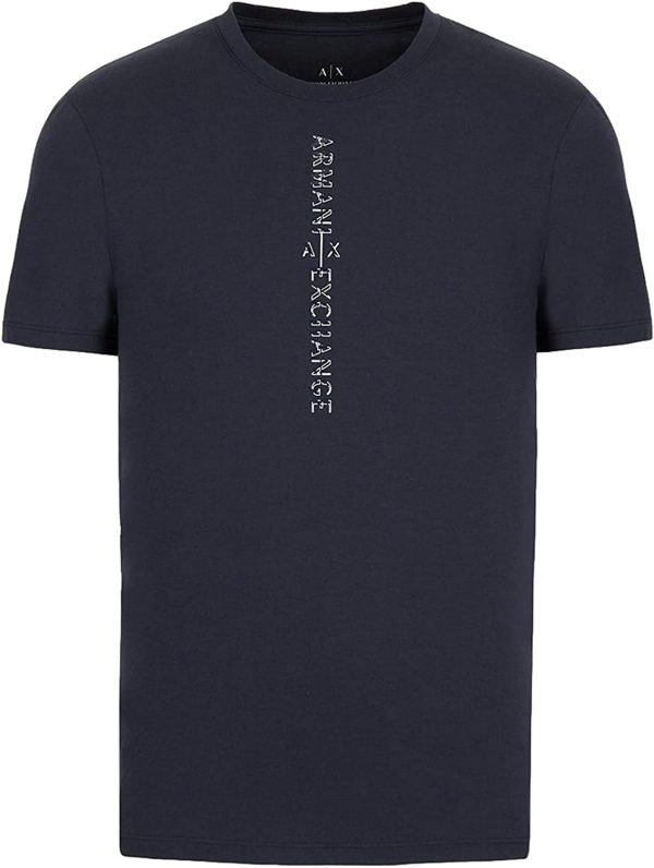 ARMANI EXCHANGE-T-SHIRT UOMO BLUE NAVY CON STAMPA
