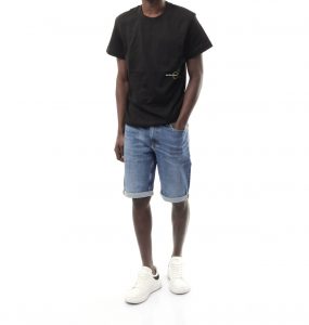 CALVIN KLEIN – T-shirt Uomo con Logo Taglio Squadrato Nero