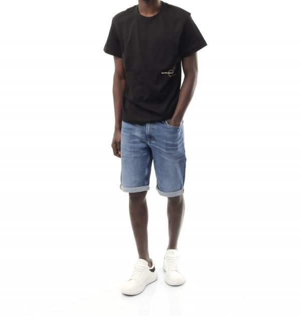 CALVIN KLEIN – T-shirt Uomo con Logo Taglio Squadrato Nero