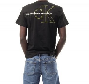 CALVIN KLEIN – T-shirt Uomo con Logo Taglio Squadrato Nero