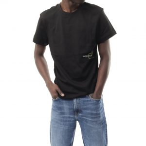 CALVIN KLEIN – T-shirt Uomo con Logo Taglio Squadrato Nero