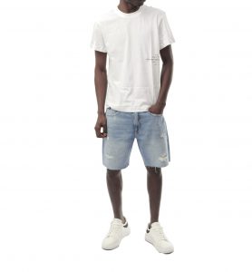 CALVIN KLEIN – T-shirt Uomo con Logo Taglio Squadrato Bianco