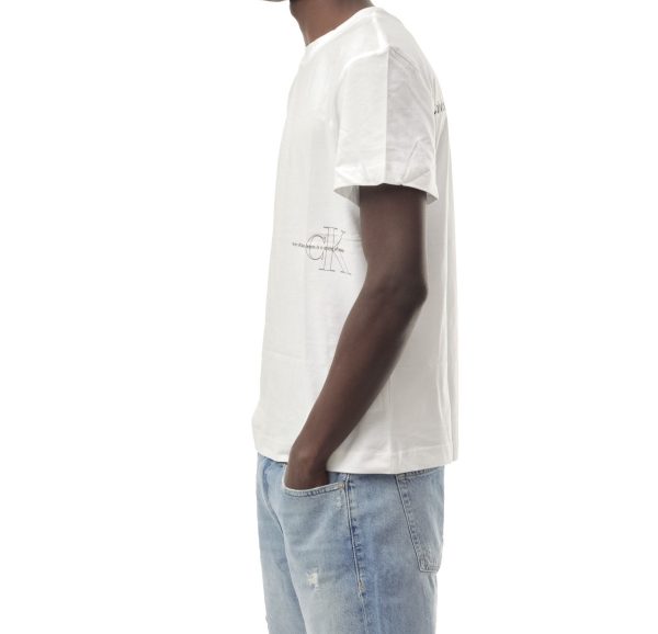 CALVIN KLEIN – T-shirt Uomo con Logo Taglio Squadrato Bianco