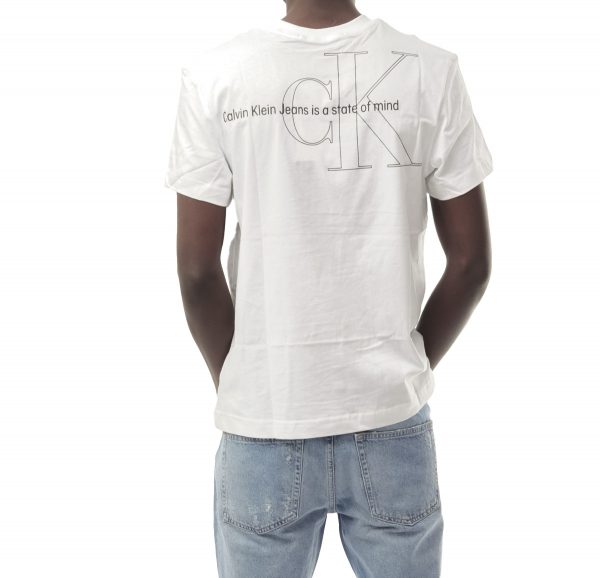 CALVIN KLEIN – T-shirt Uomo con Logo Taglio Squadrato Bianco