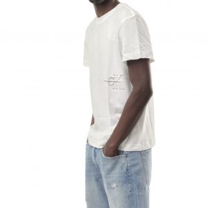 CALVIN KLEIN – T-shirt Uomo con Logo Taglio Squadrato Bianco