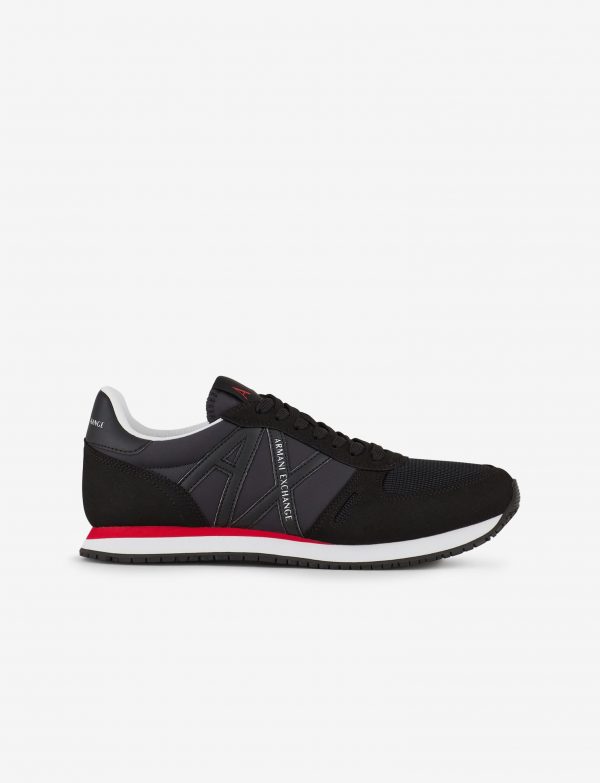 ARMANI EXCHANGE -Sneaker  UOMO con inserti in micro-suede, nylon NERE