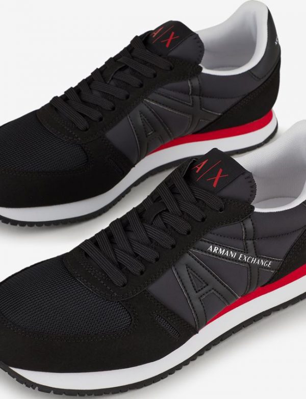 ARMANI EXCHANGE -Sneaker  UOMO con inserti in micro-suede, nylon NERE