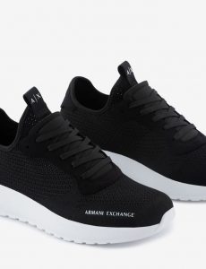 ARMANI EXCHANGE – Scarpe in maglia, micro-suede e tessuto stretch Nera