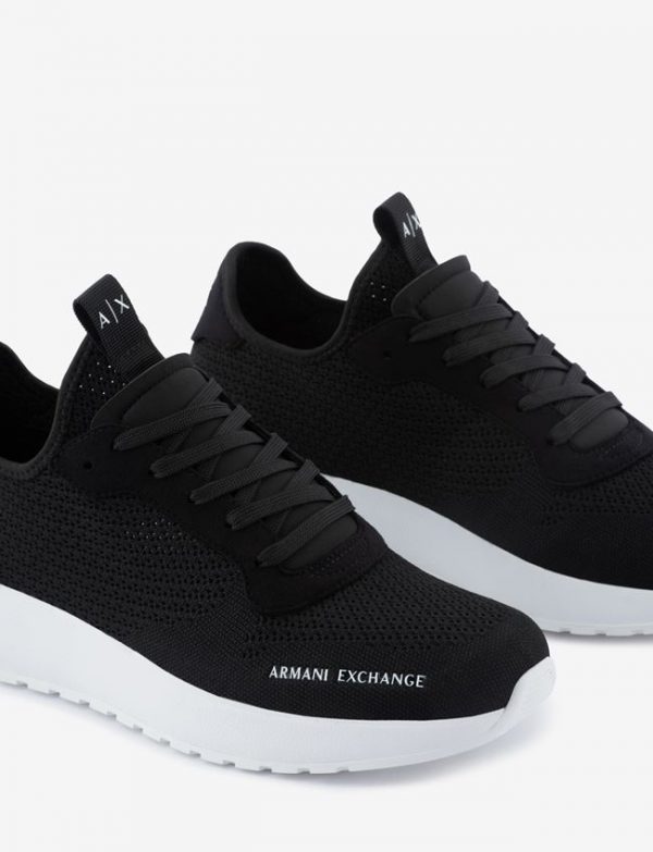 ARMANI EXCHANGE – Scarpe in maglia, micro-suede e tessuto stretch Nera
