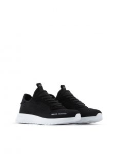 ARMANI EXCHANGE – Scarpe in maglia, micro-suede e tessuto stretch Nera