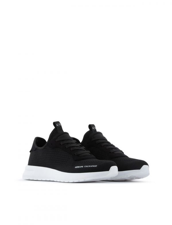 ARMANI EXCHANGE – Scarpe in maglia, micro-suede e tessuto stretch Nera