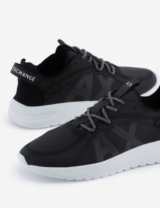 ARMANI EXCHANGE – Sneaker UOMO NERE in nylon ripstop, rete e tessuto stretch