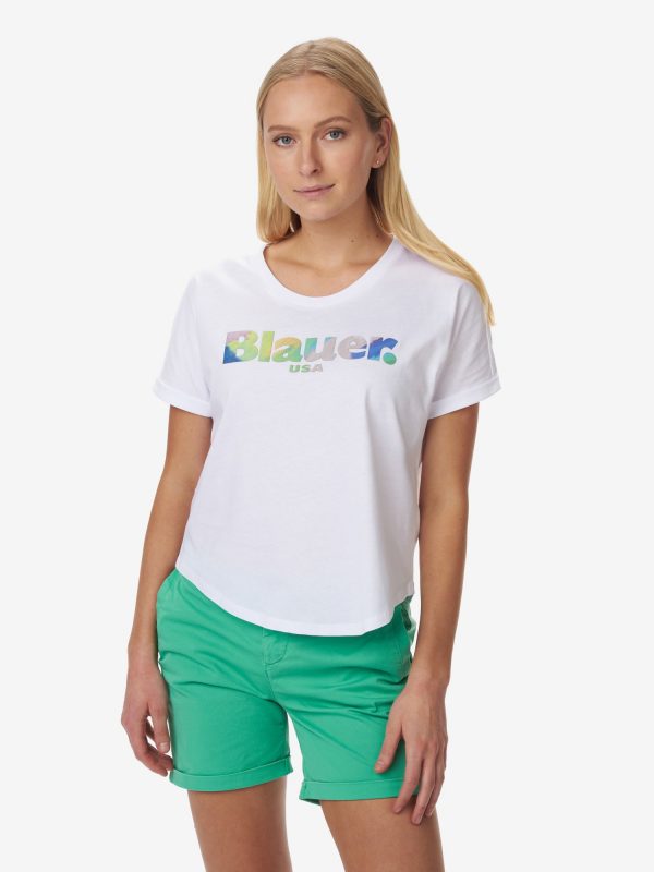 BLAUER – T-SHIRT DONNA MANICA CORTA GOMMATA BIANCA