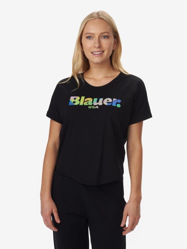 BLAUER – T-SHIRT DONNA MANICA CORTA GOMMATA NERA
