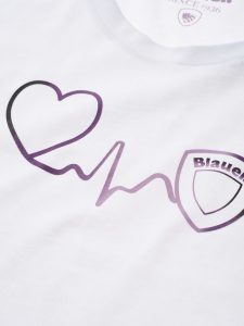 BLAUER – T-SHIRT DONNA BATTITO DEL CUORE BLAUER BIANCO